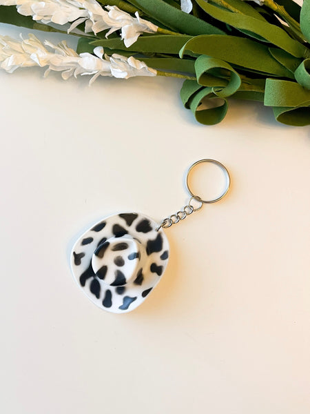 Cowprint Western Hat Keychain