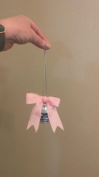 Pink Bow Disco Ball Car Charm