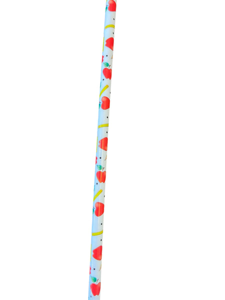 Teacher Apple Pencil Print Straw