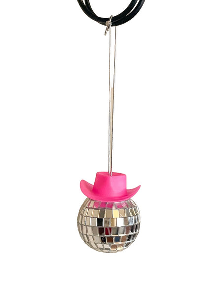 Pink Cowboy Disco Ball Car Charm