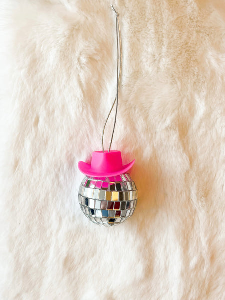 Pink Cowboy Disco Ball Car Charm