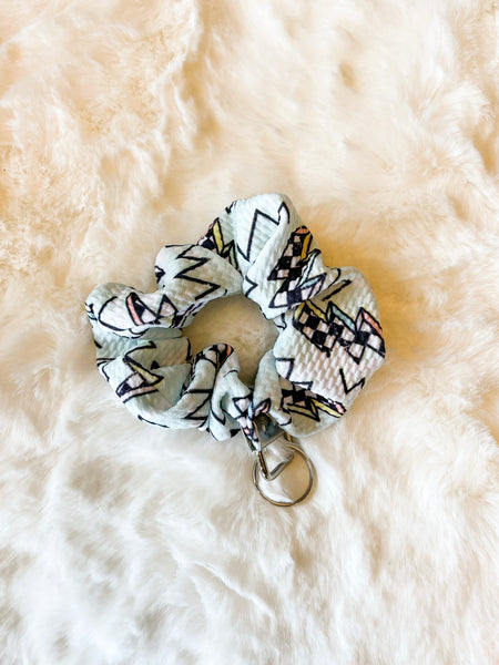 Checkered Lightning Bolt Scrunchie Wristlet