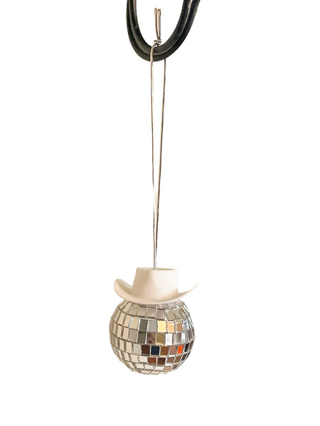 White Cowboy Disco Ball Car Charm