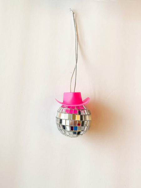 Pink Cowboy Disco Ball Car Charm