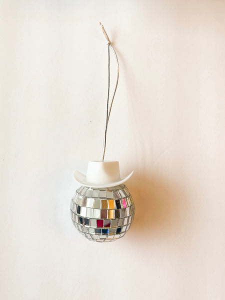 White Cowboy Disco Ball Car Charm