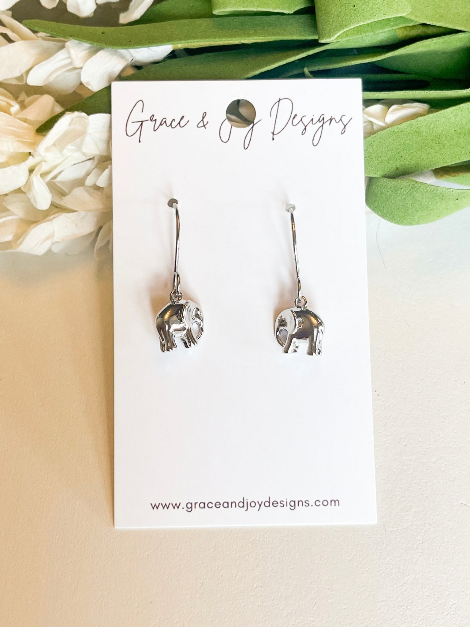 Silver Elephant Earrings