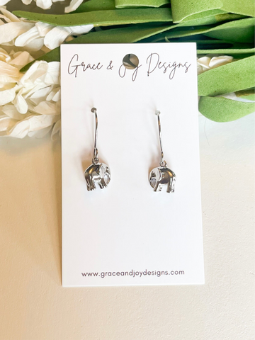 Silver Elephant Earrings