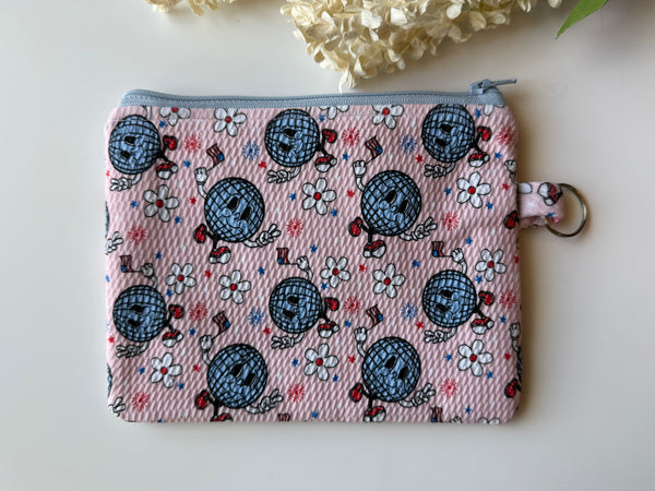 USA Disco Ball Medium Zippered Pouch