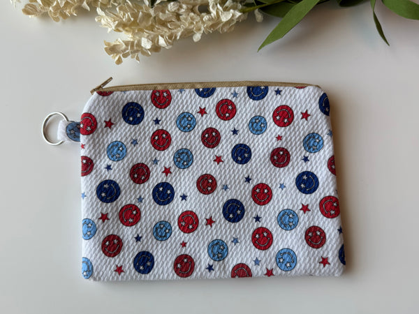 Happy Face Medium Zippered Pouch