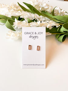 Stainless Steel Rose Gold Rectangle Studs