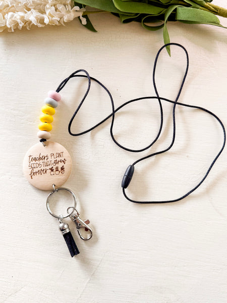 Teachers Plant Seeds Silicone Beaded Lanyard