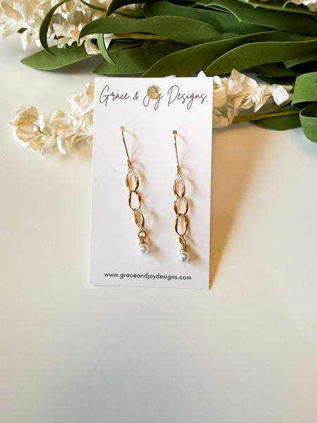 Faux Pearls and chain Earrings