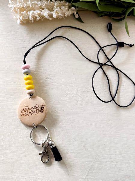 Caffeinate & educate Silicone Beaded Lanyard