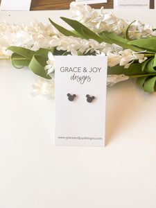 Stainless Steel Black Mouse Studs