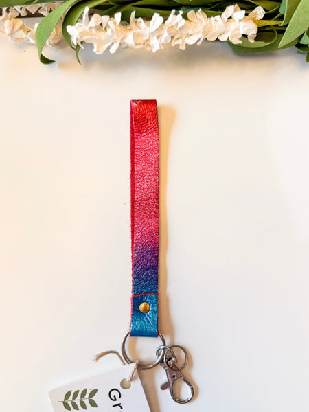 Metallic Rainbow Leather Wrist Strap