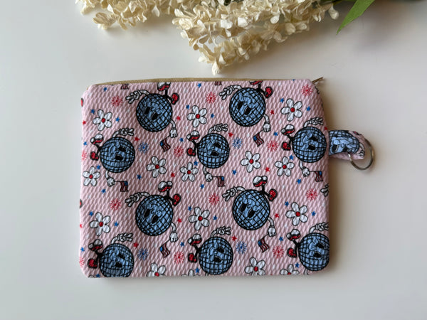 USA Disco Ball Medium Zippered Pouch