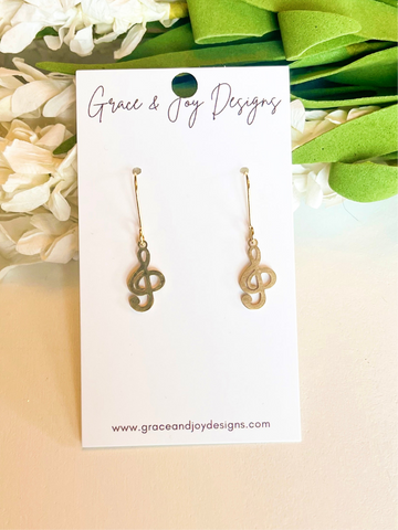 Gold Music Note Earrings