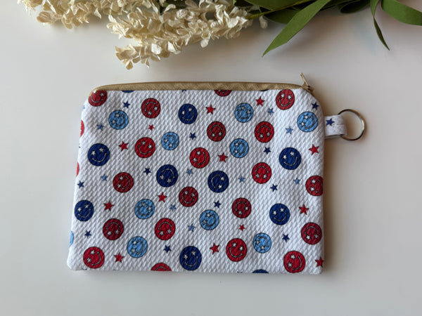 Happy Face Medium Zippered Pouch