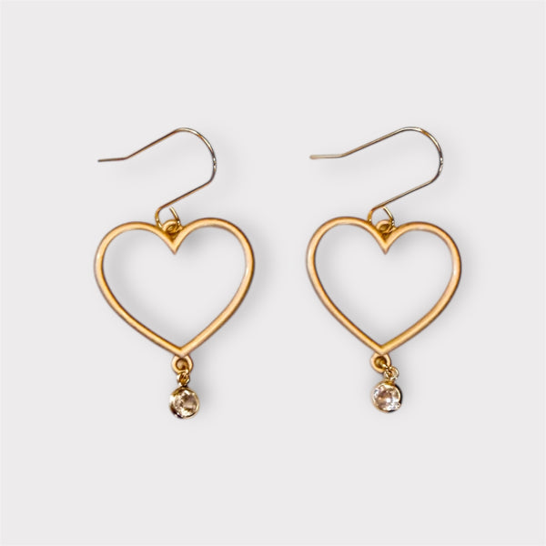 Hearts with Faux Crystal Drop Earrings