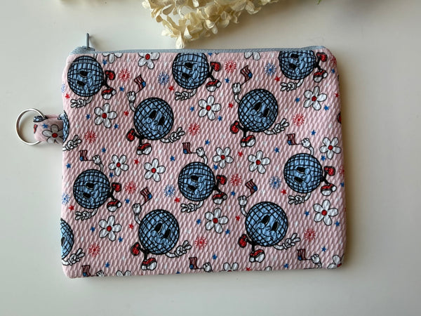 USA Disco Ball Medium Zippered Pouch