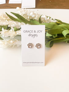 Stainless Steel Silver Paw Studs