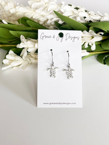 Silver Sea Turtle Earrings