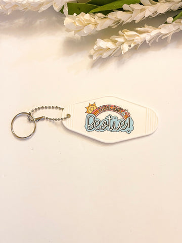 Drive Safe White Acrylic Motel style Keychain