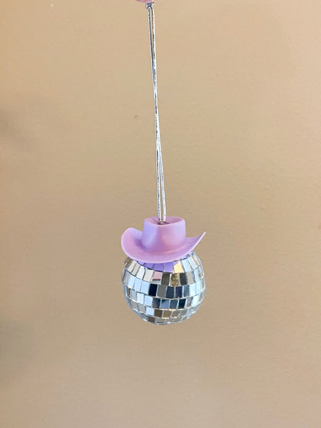 Purple Cowboy Disco Ball Car Charm