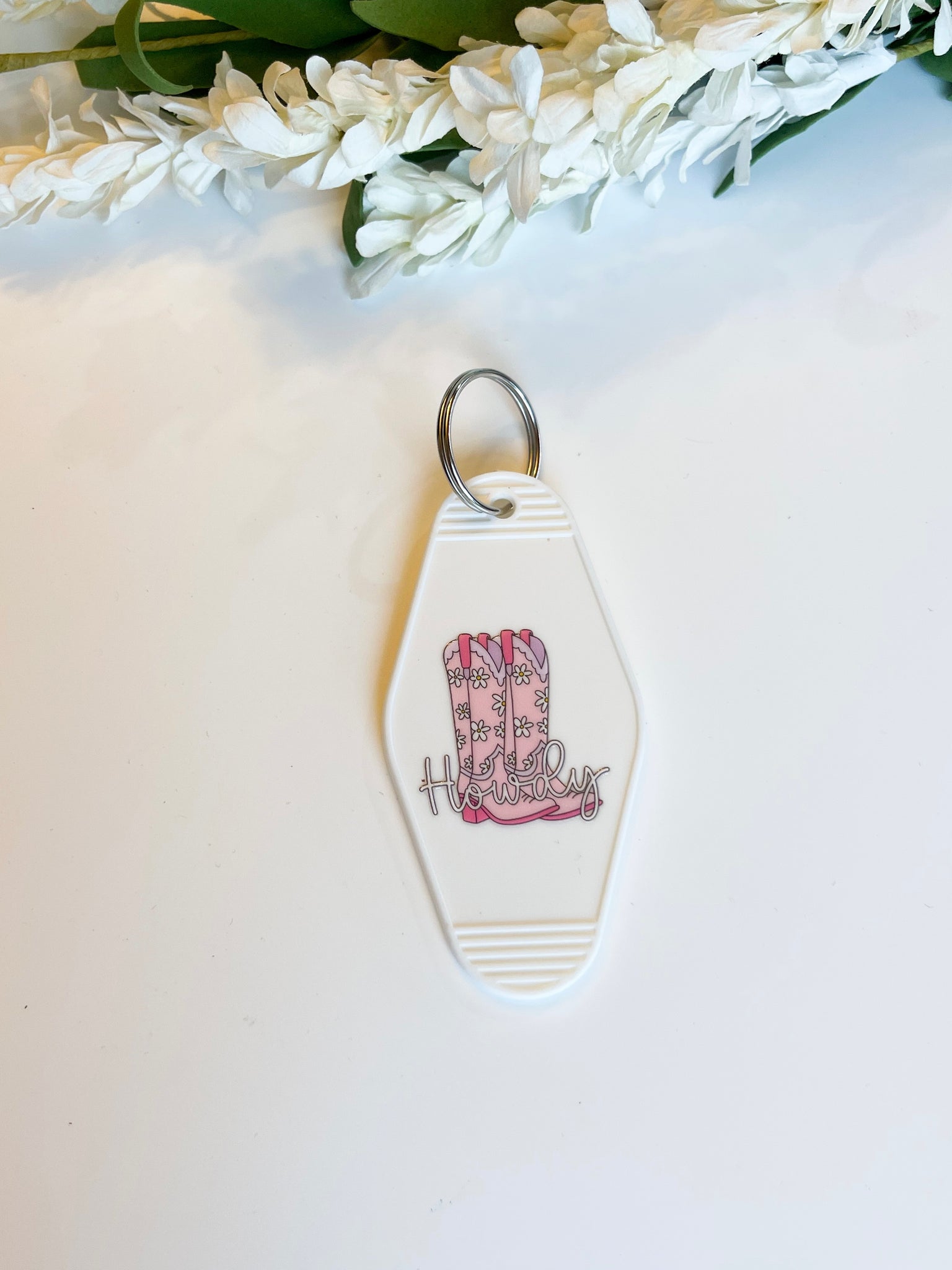 Pink Boots Howdy Acrylic Motel style Keychain