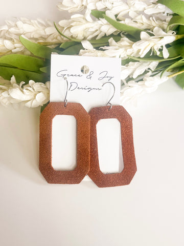 Suede Open Rectangle Earrings