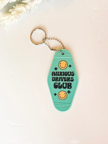 Anxious Drivers Club Teal Acrylic Motel style Keychain