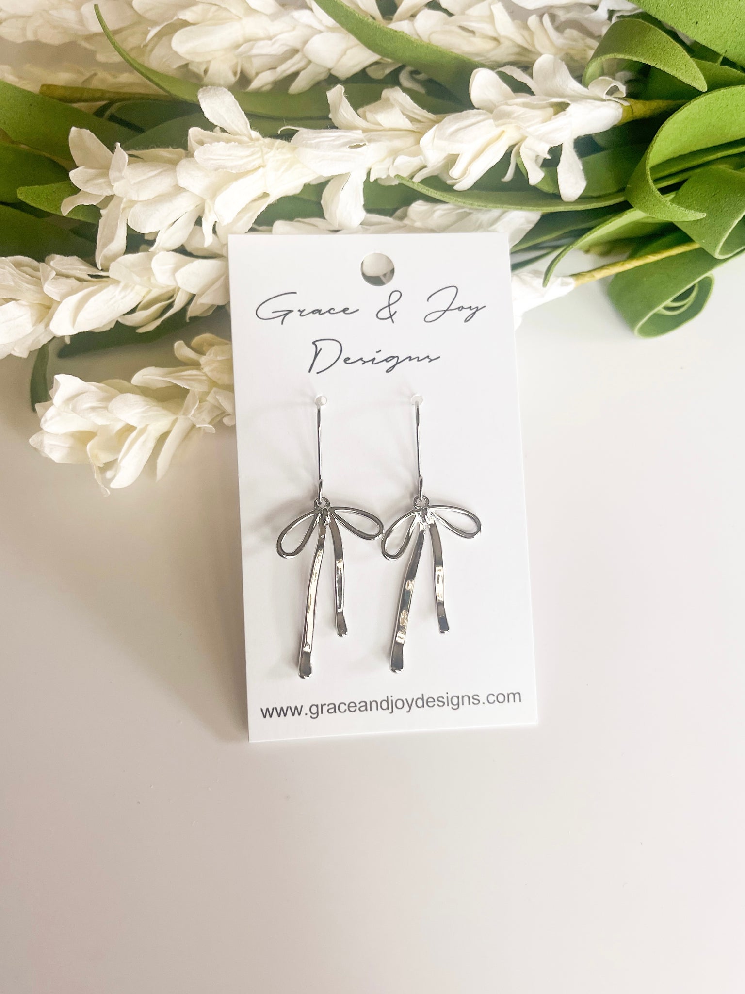 Silver Bow Earring