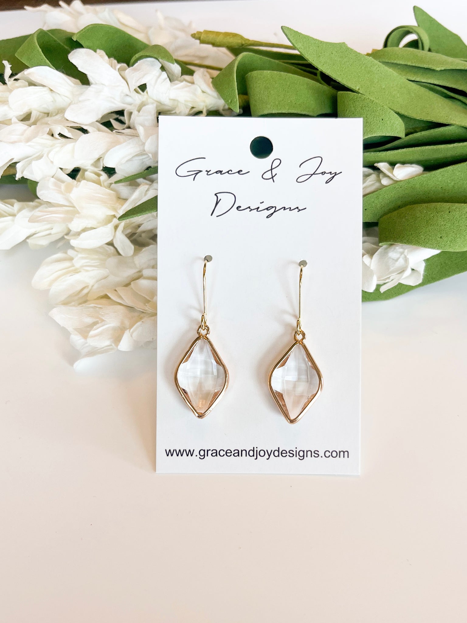 Shimmering Leaf-Shaped Crystal Earrings