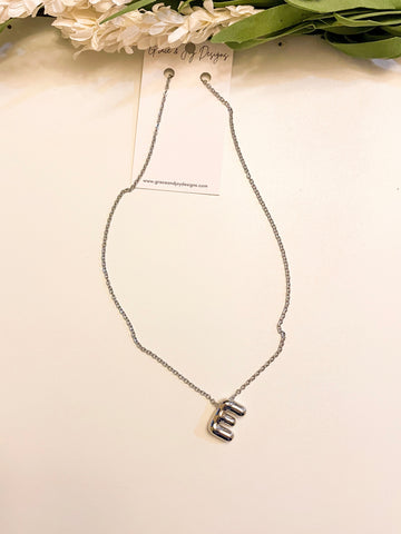 Silver Bubble E Necklace