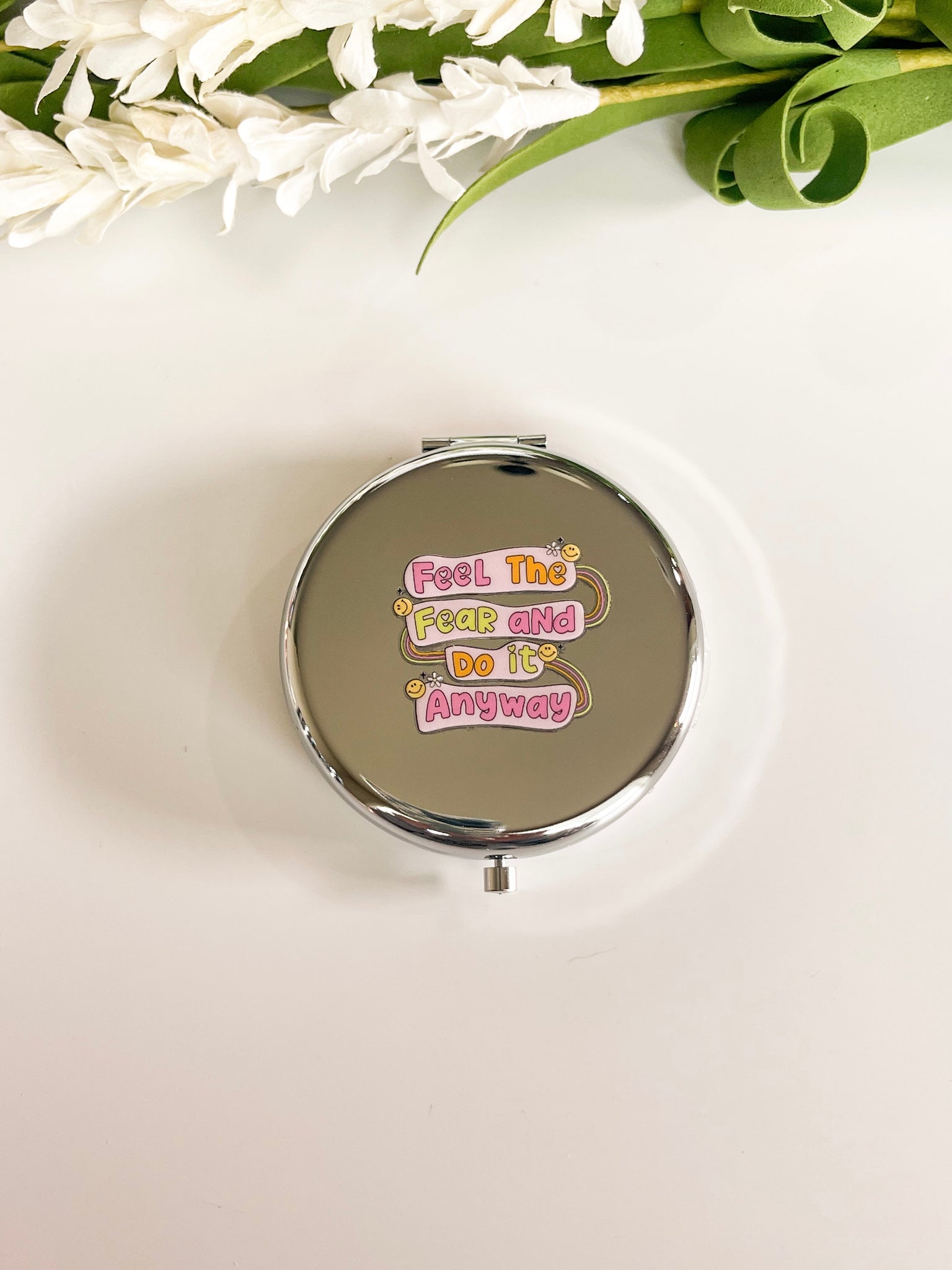 Feel the fear Silver Compact mirror