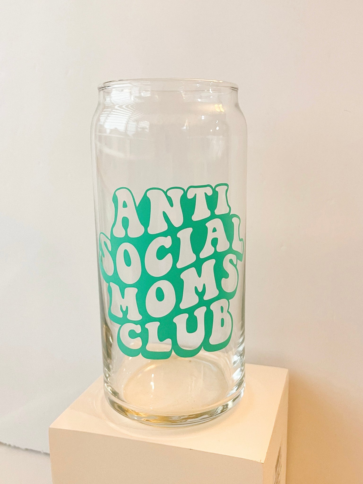 20 oz Anti social moms club Can Glass
