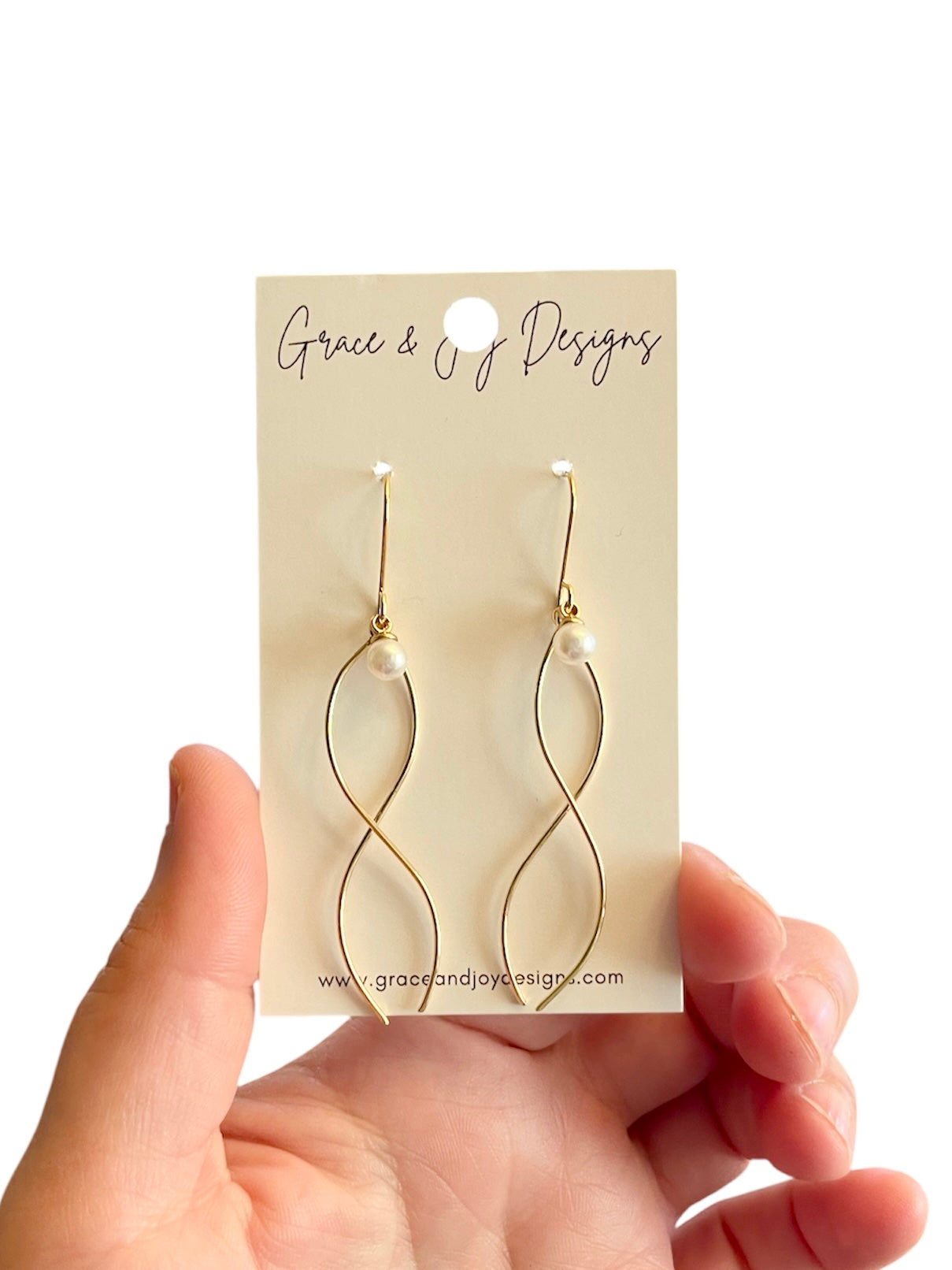 Faux Pearls and Wavy Bar Earrings
