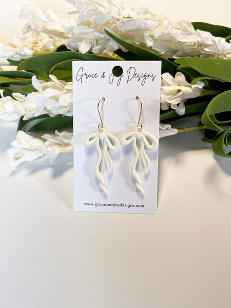 White Bow Earrings