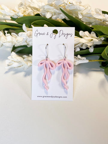 Light Pink Bow Earrings