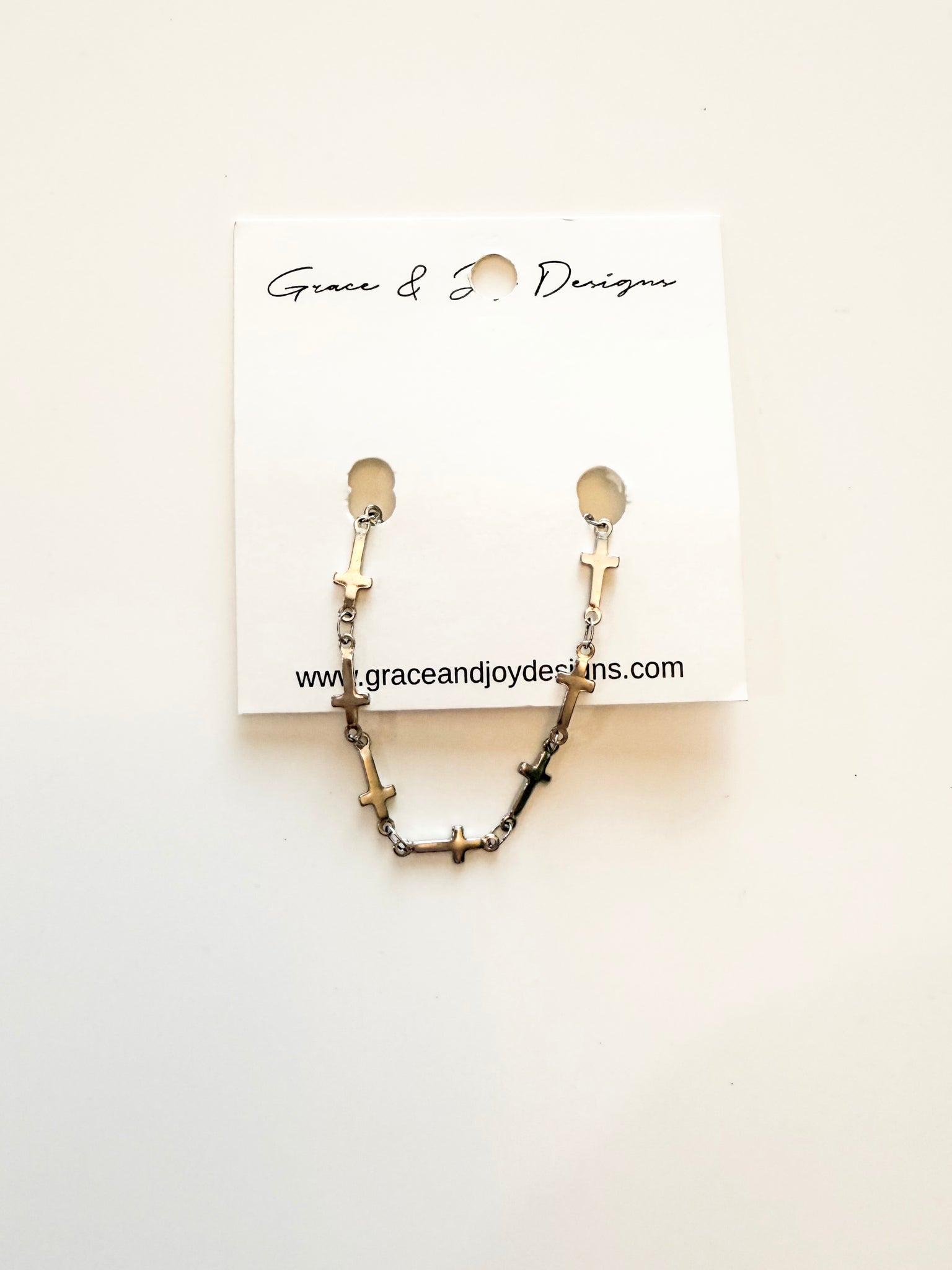 Silver Cross Chain bracelet 6.65”