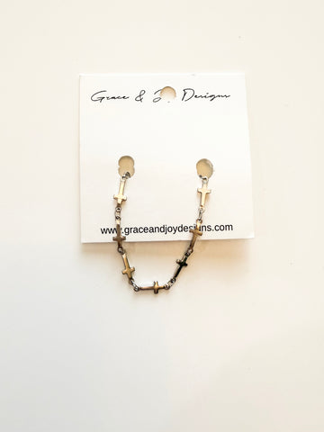 Silver Cross Chain bracelet 6.65”