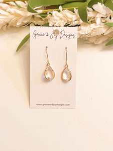 Shimmering Gold teardrop Shaped Crystal Earrings