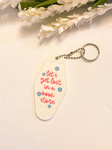 Bookstore White Acrylic Motel style Keychain