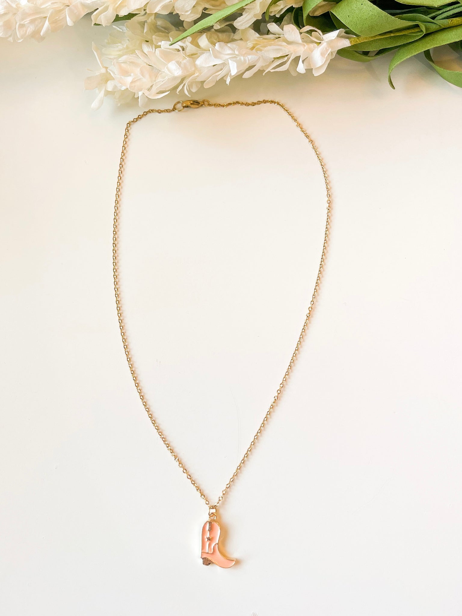 Coral Boot Necklace - 18”