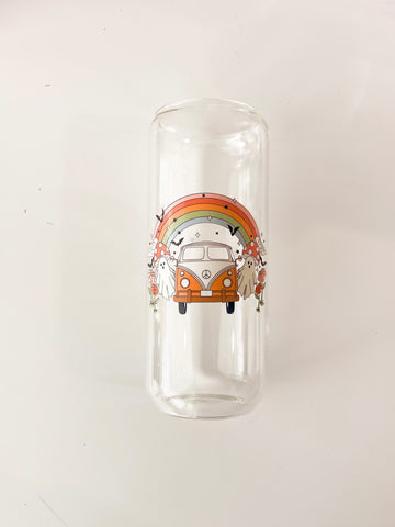 Retro van and ghosts 20 oz Can Glass