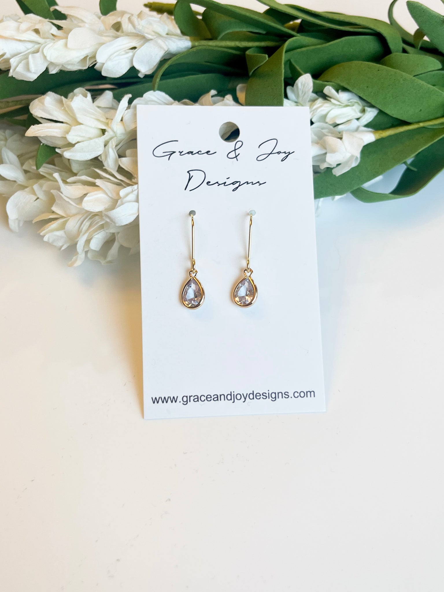 Faux Diamond Teardrop Earrings