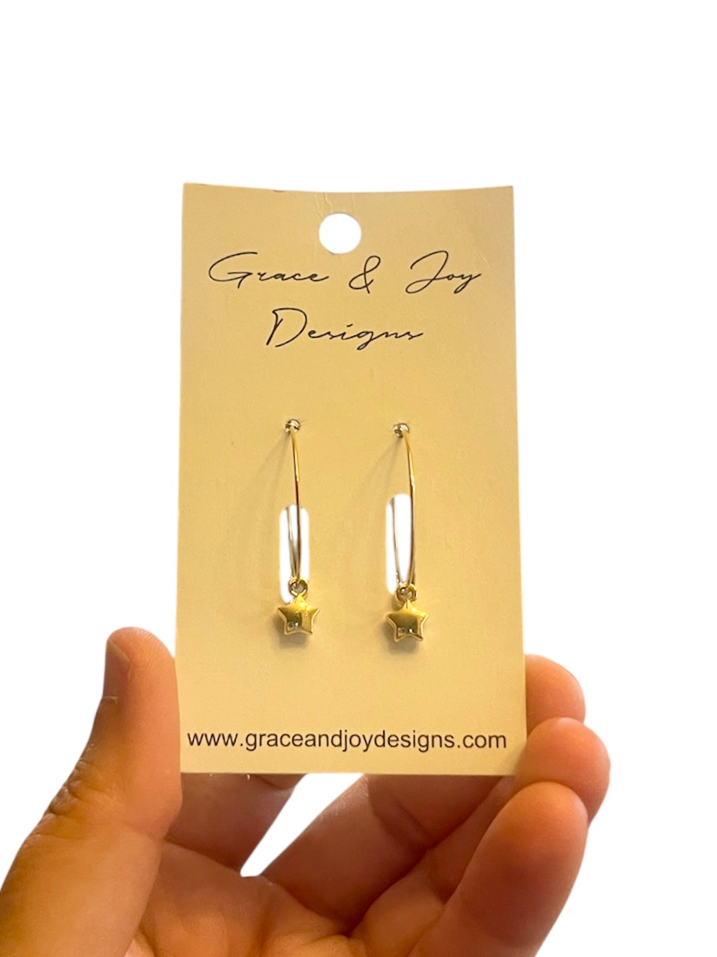 Gold Puff Stars on Hoop Earrings