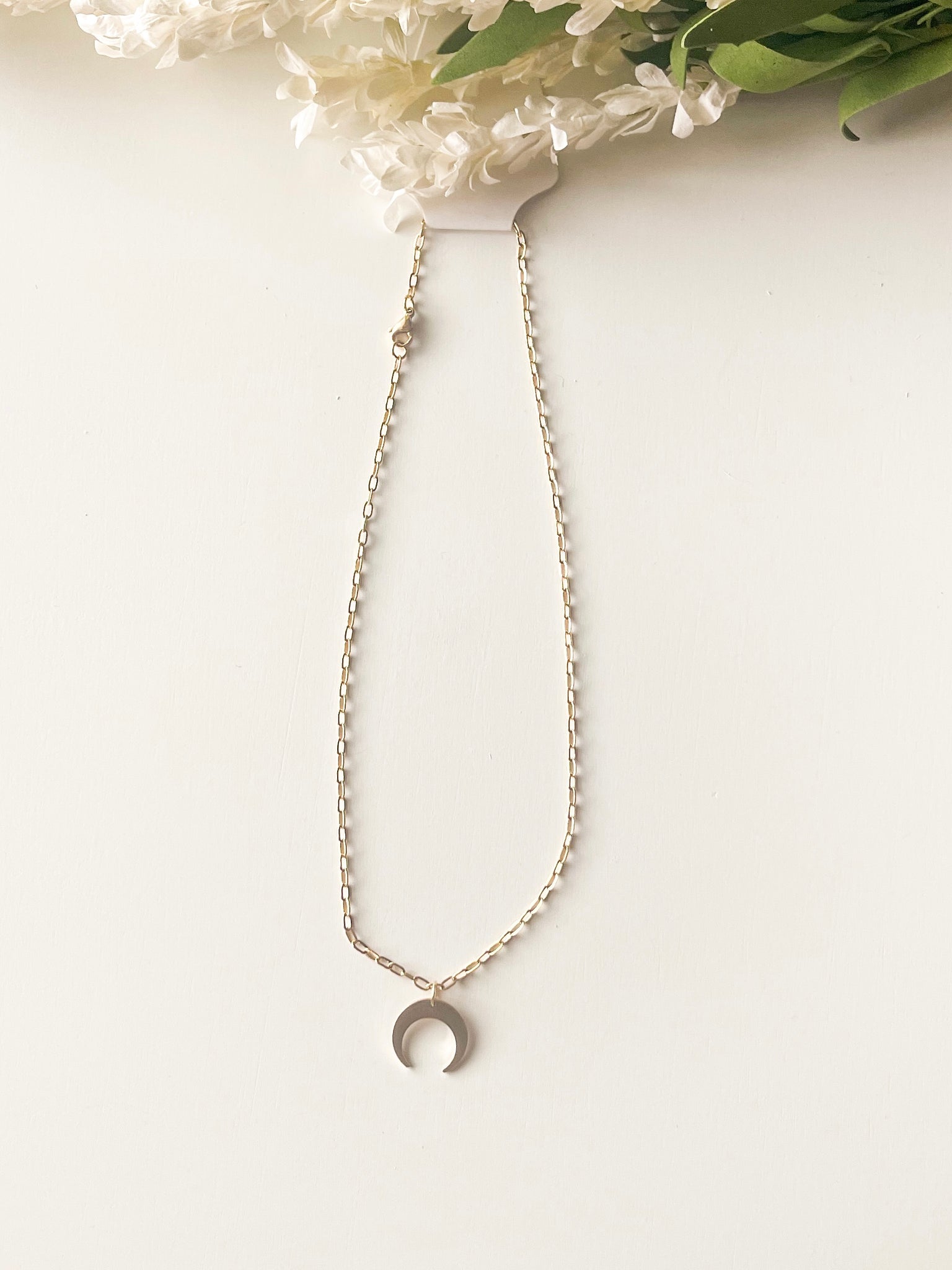 Gold Moon Necklace 17”