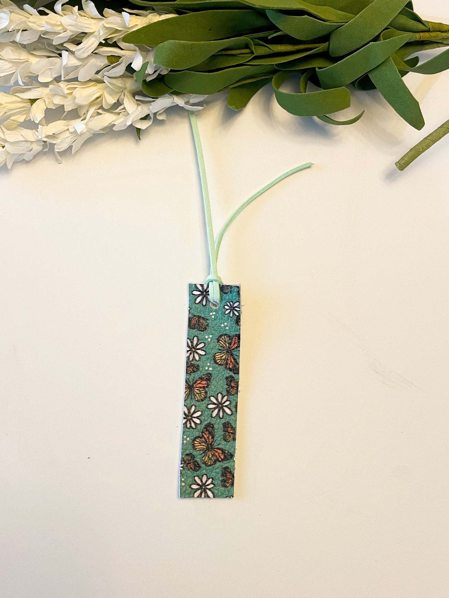 Leather Butterlies & Daisies Bookmark