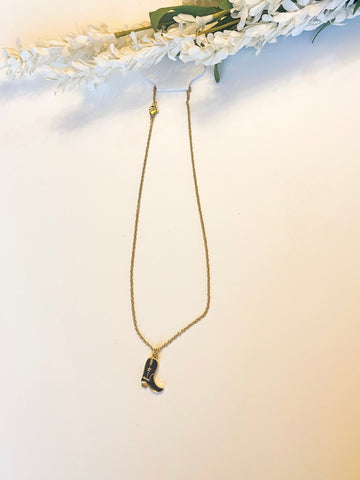 Black Boot Necklace 17.5”